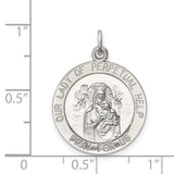 Sterling Silver Medal Pendant Featuring Our Lady of Perpetual Help and Pray for Us Inscription