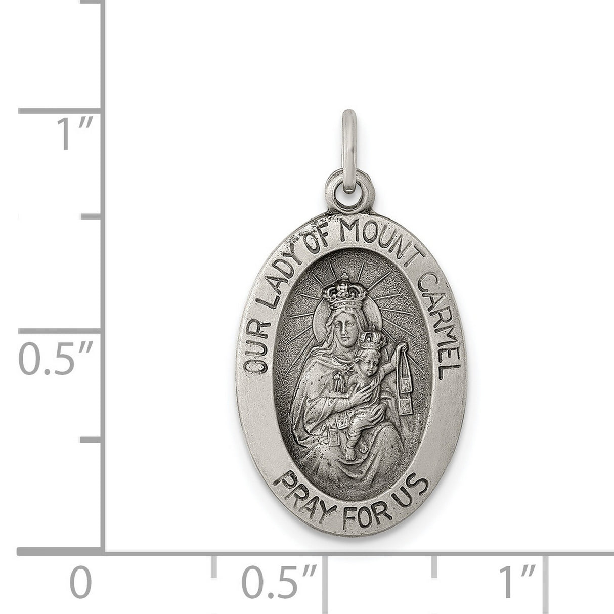 Sterling Silver Our Lady of Mount Carmel Medal Pendant, Catholic Devotional Jewelry for Women