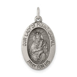 Sterling Silver Our Lady of Mount Carmel Medal Pendant, Catholic Devotional Jewelry for Women