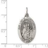 Sterling Silver Our Lady of Mount Carmel Medal Pendant with Virgin Mary and Baby Jesus