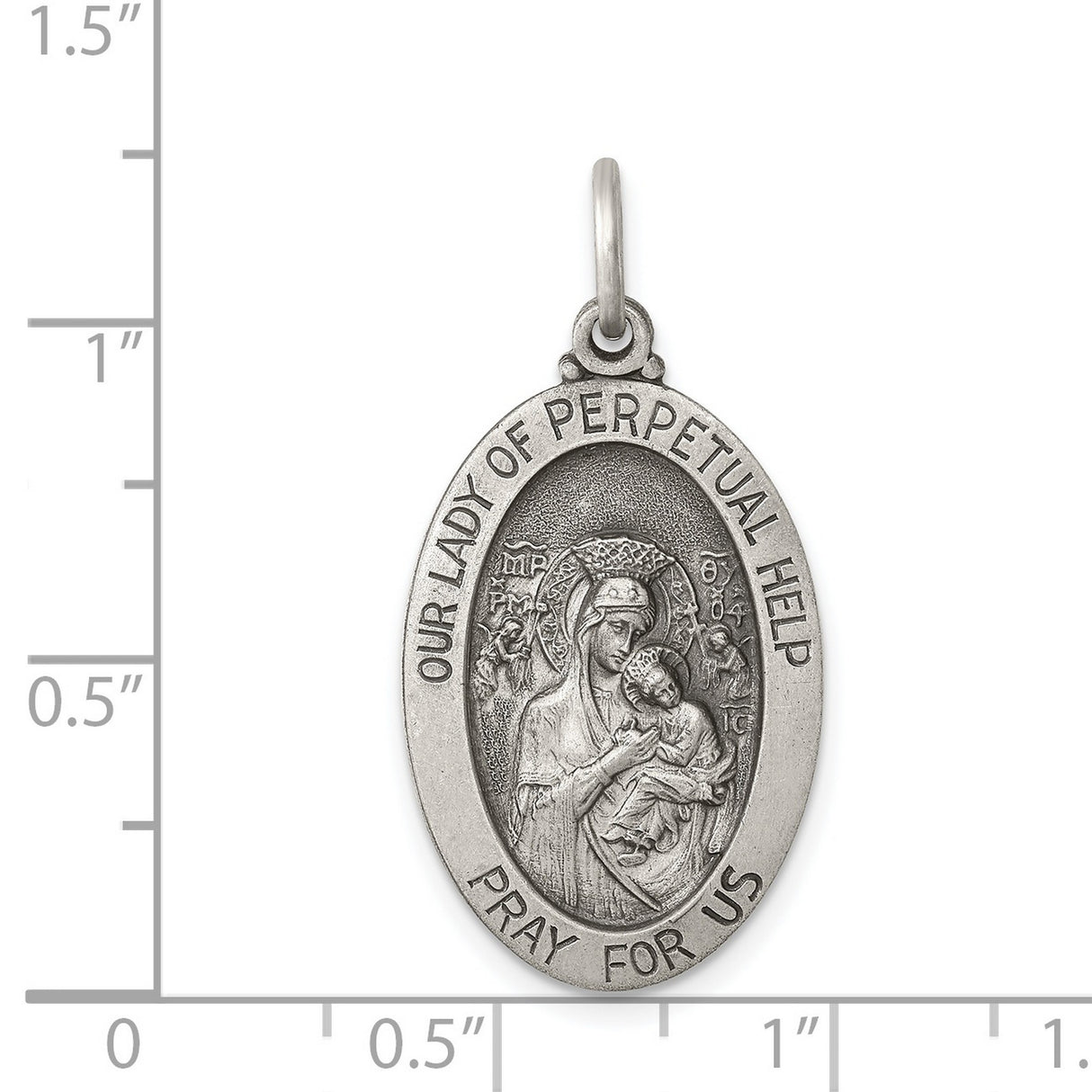 Sterling Silver Pendant Featuring Our Lady of Perpetual Help and Prayer Inscription
