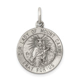 Sterling Silver Our Lady of Mount Carmel Pendant, Pray for Us Medal with Halos, Catholic Jewelry