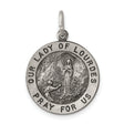 Sterling Silver Our Lady of Lourdes Pendant, Catholic Medal with Pray for Us Inscription