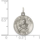 Sterling Silver Sacred Heart of Mary Pendant with Virgin Mary and Pierced Heart