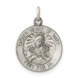 Sterling Silver Sacred Heart of Mary Pendant with Virgin Mary and Pierced Heart