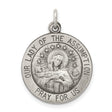 Sterling Silver Our Lady Assumption Pendant with Prayer Inscription , Catholic Religious Medal