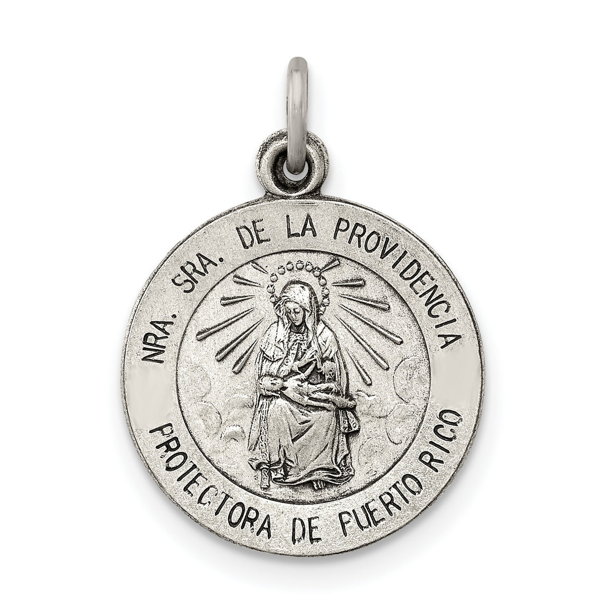 Sterling Silver Our Lady of Providence Catholic Medal Pendant for Women