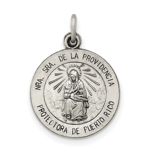Sterling Silver Our Lady of Providence Catholic Medal Pendant for Women