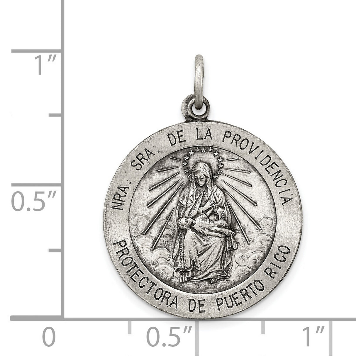 Sterling Silver Our Lady of Providence Virgin Mary and Infant Jesus Medal Pendant