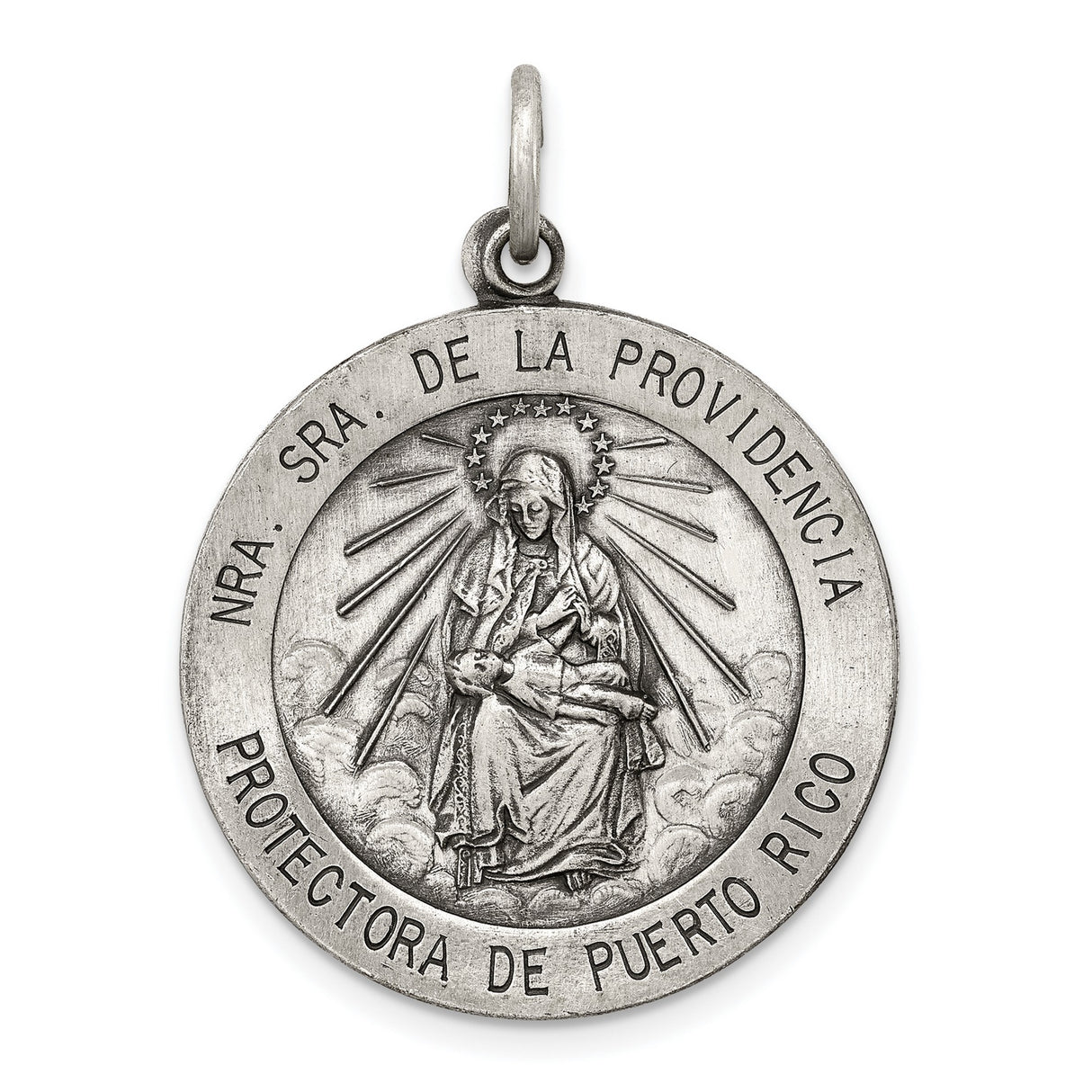Sterling Silver Our Lady of Providence Virgin Mary and Infant Jesus Medal Pendant