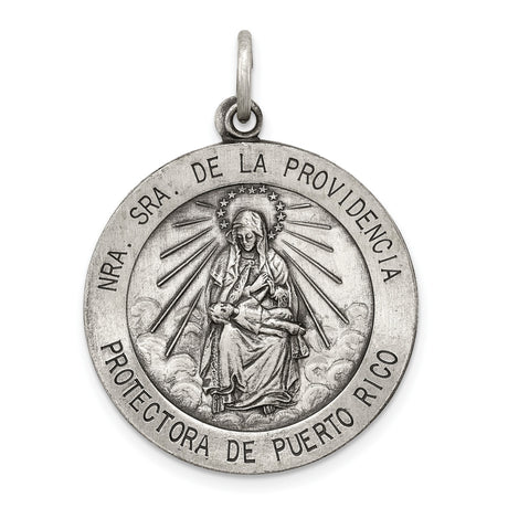 Sterling Silver Our Lady of Providence Virgin Mary and Infant Jesus Medal Pendant
