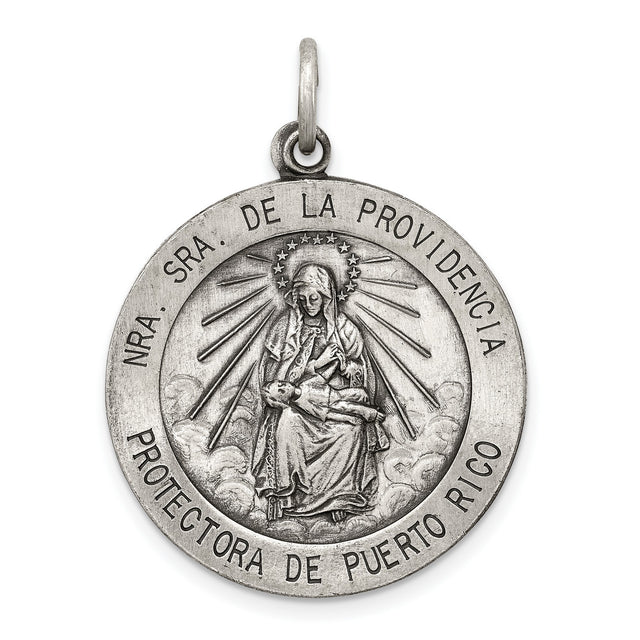 Sterling Silver Our Lady of Providence Virgin Mary and Infant Jesus Medal Pendant
