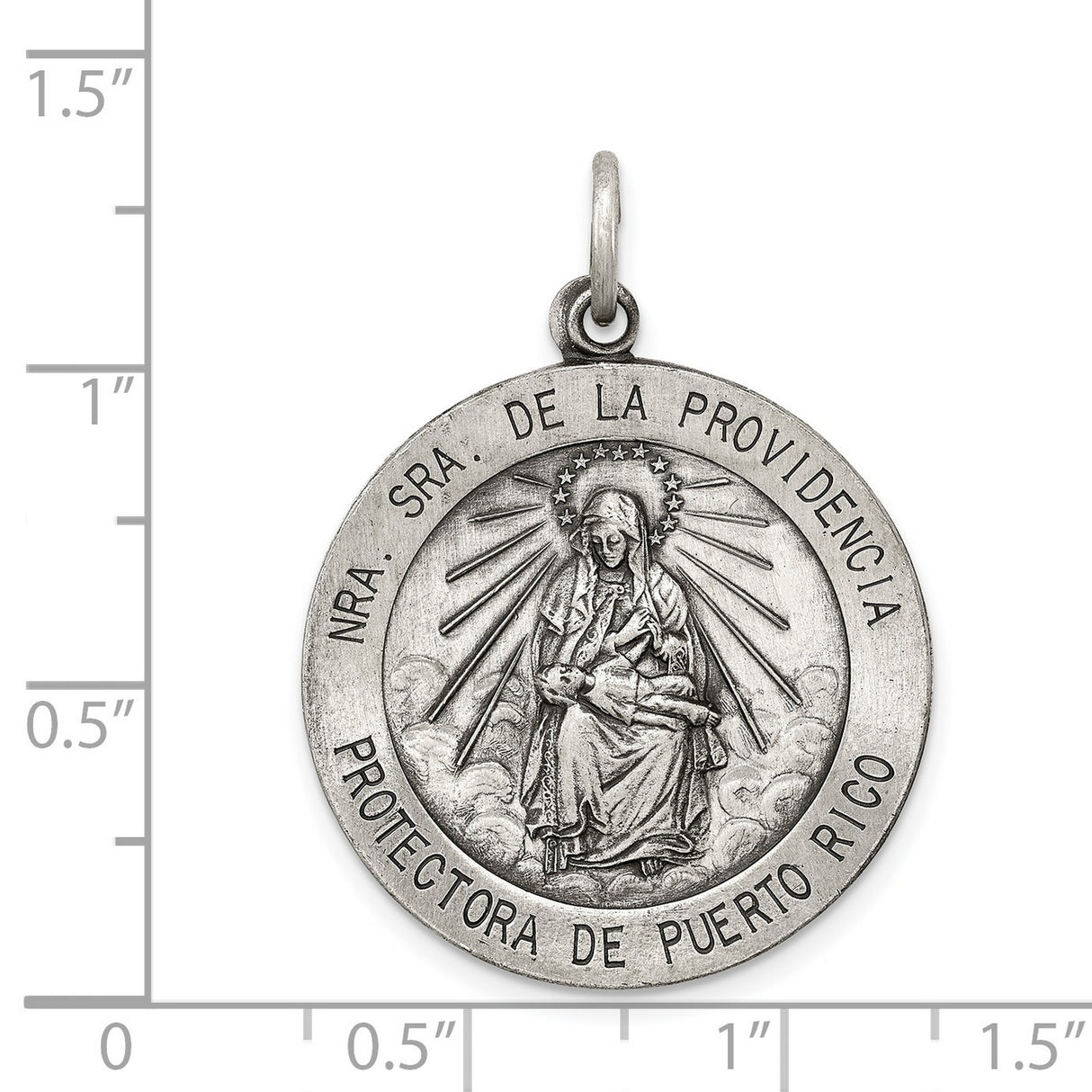 Sterling Silver Catholic Medal Pendant Featuring Nuestra Señora de la Providencia
