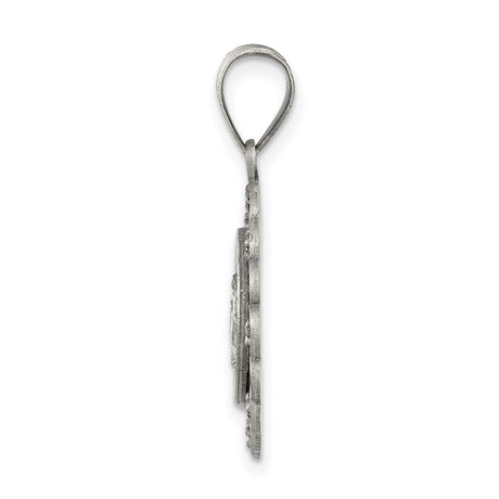 Sterling Silver Miraculous Medal Pendant with Virgin Mary and Cubic Zirconia Accents