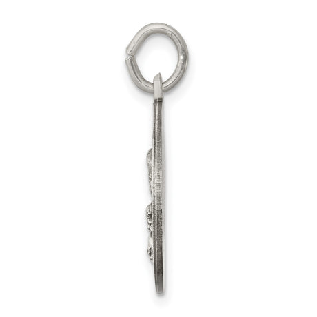 Sterling Silver Our Lady of Montserrate Medal Pendant with Latin Inscription