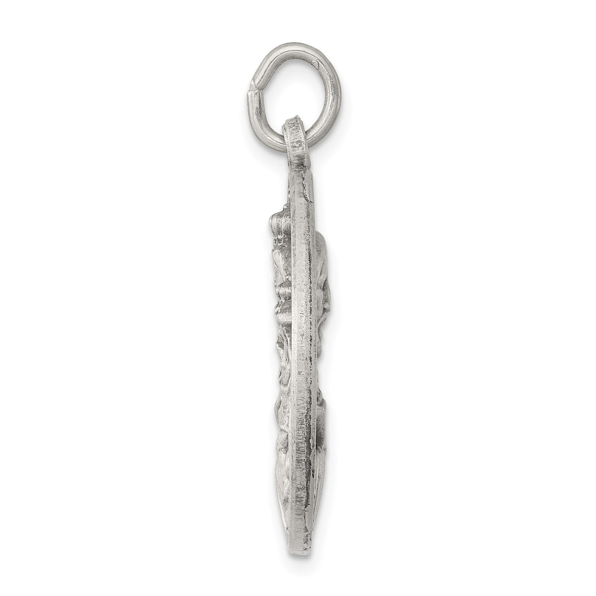 Sterling Silver Catholic Pendant with Crowned Virgin Mary and Jesus, Radiant Halos