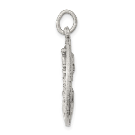 Sterling Silver Catholic Pendant with Crowned Virgin Mary and Jesus, Radiant Halos