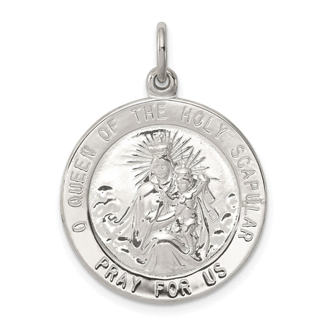 Sterling Silver Catholic Scapular Pendant with Our Lady of Mount Carmel and Jesus