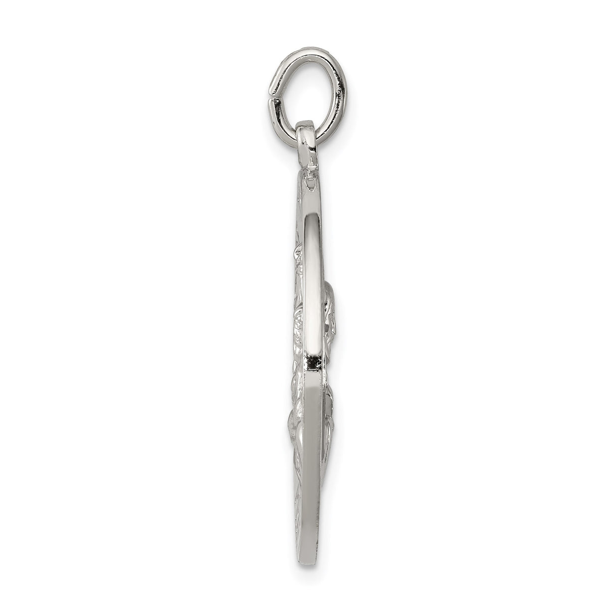Sterling Silver Virgin Mary Pendant, Catholic Scapular Medal with Inscription