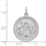 Round Seven Star Saint Christopher Protect Us Words Charm Pendant in Real 925 Sterling Silver