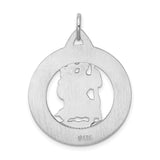 Round Open Saint Christopher Protect Us Words Charm Pendant in Real 925 Sterling Silver