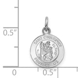 Solid Round Saint Christopher Protect Us Words Charm Pendant in Real 925 Sterling Silver