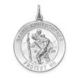 Saint Christopher Protect Us Words Round Charm Pendant in Real 925 Sterling Silver