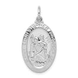 Oval Protect Us Words Saint Christopher Charm Pendant in Real 925 Sterling Silver