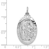 Solid Oval Protect Us Words Saint Christopher Charm Pendant in Real 925 Sterling Silver