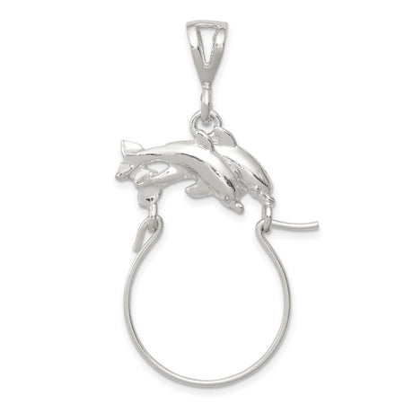 Dolphin Holder Charm Pendant in Real 925 Sterling Silver