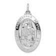 Solid Oval Protect Us Words Saint Christopher Charm Pendant in Real 925 Sterling Silver