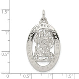 Solid Oval Seven Star Saint Christopher Protect Us Charm Pendant in Real 925 Sterling Silver