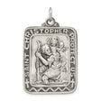 Rectangular Protect Us Words Saint Christopher Charm Pendant in Real 925 Sterling Silver