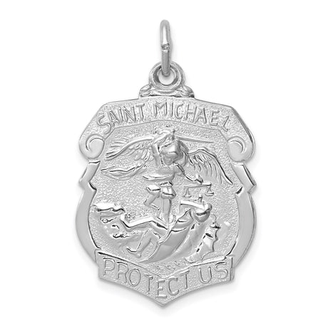 Sterling Silver Saint Michael Protect Us Pendant, Archangel Defeating Evil Medal
