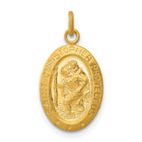 Solid Saint Christopher Protect Us Words Oval Charm Pendant in Real 925 Sterling Silver