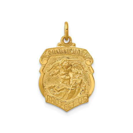 Sterling Silver Saint Michael Shield Pendant, Gold Plated Archangel Medal with Engraving