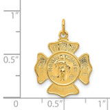 Saint Florian Protect Us Words On Firemans Badge Charm Pendant in Real 925 Sterling Silver