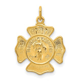 Saint Florian Protect Us Words On Firemans Badge Charm Pendant in Real 925 Sterling Silver