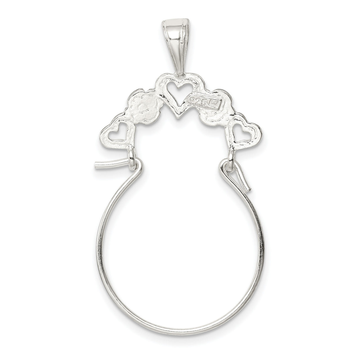 Sterling Silver Heart Pendant with Open Heart and Floral Motif Design for Women
