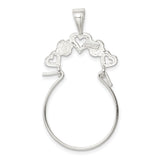 Sterling Silver Heart Pendant with Open Heart and Floral Motif Design for Women