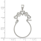 Sterling Silver Heart Pendant with Open Heart and Floral Motif Design for Women