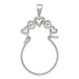 Sterling Silver Heart Pendant with Open Heart and Floral Motif Design for Women