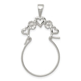 Sterling Silver Heart Pendant with Open Heart and Floral Motif Design for Women