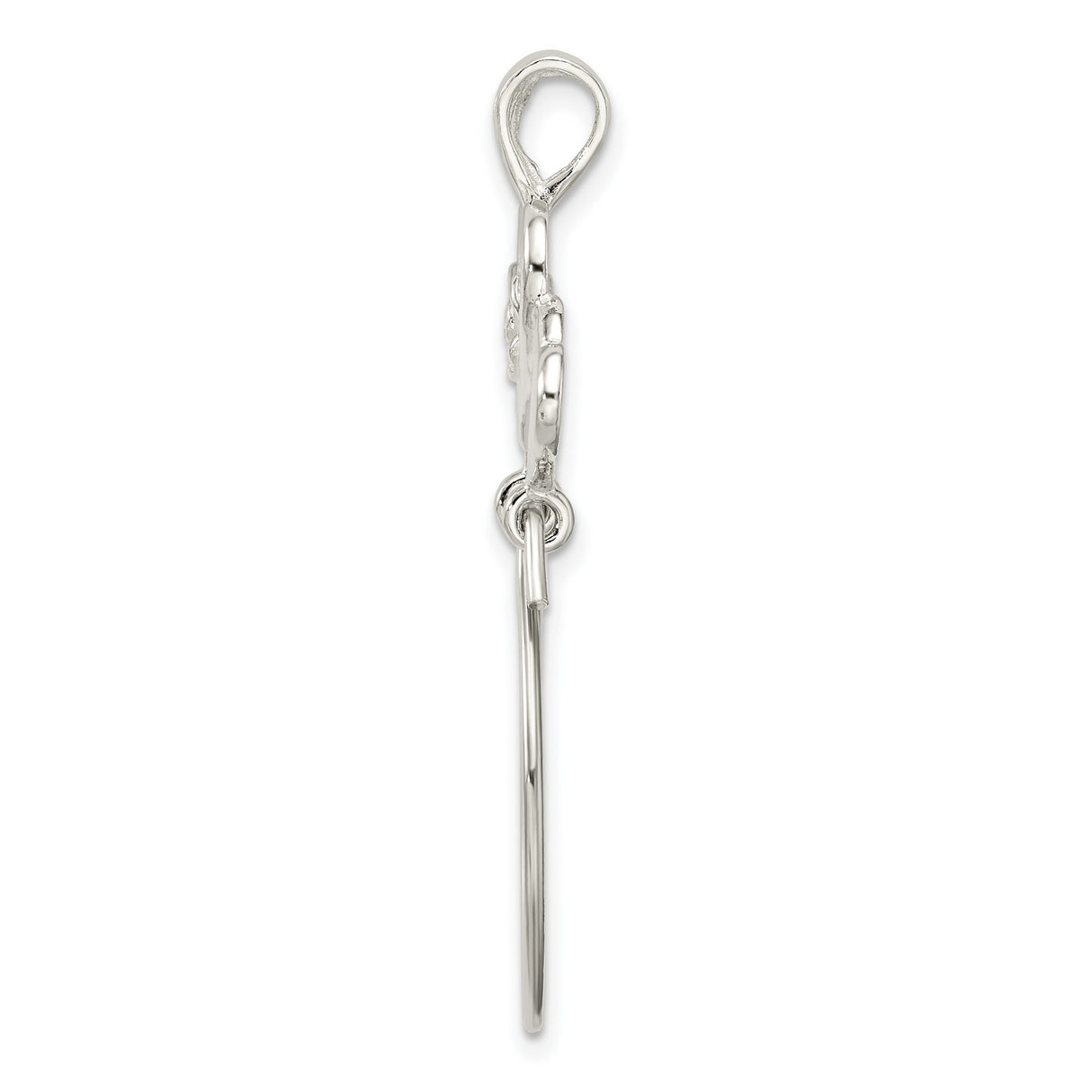 Sterling Silver Heart Pendant with Three-Heart Design and Rose Center