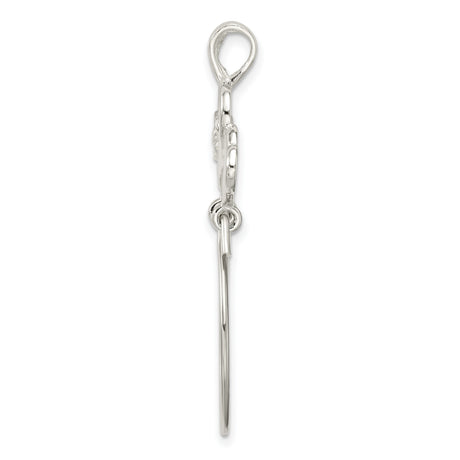Sterling Silver Heart Pendant with Three-Heart Design and Rose Center