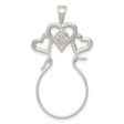 Sterling Silver Heart Pendant with Three-Heart Design and Rose Center