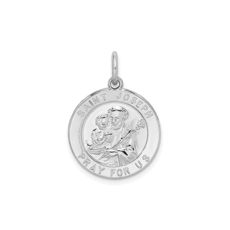 Sterling Silver Saint Joseph Pendant Medal with Pray for Us Inscription, Catholic Jewelry