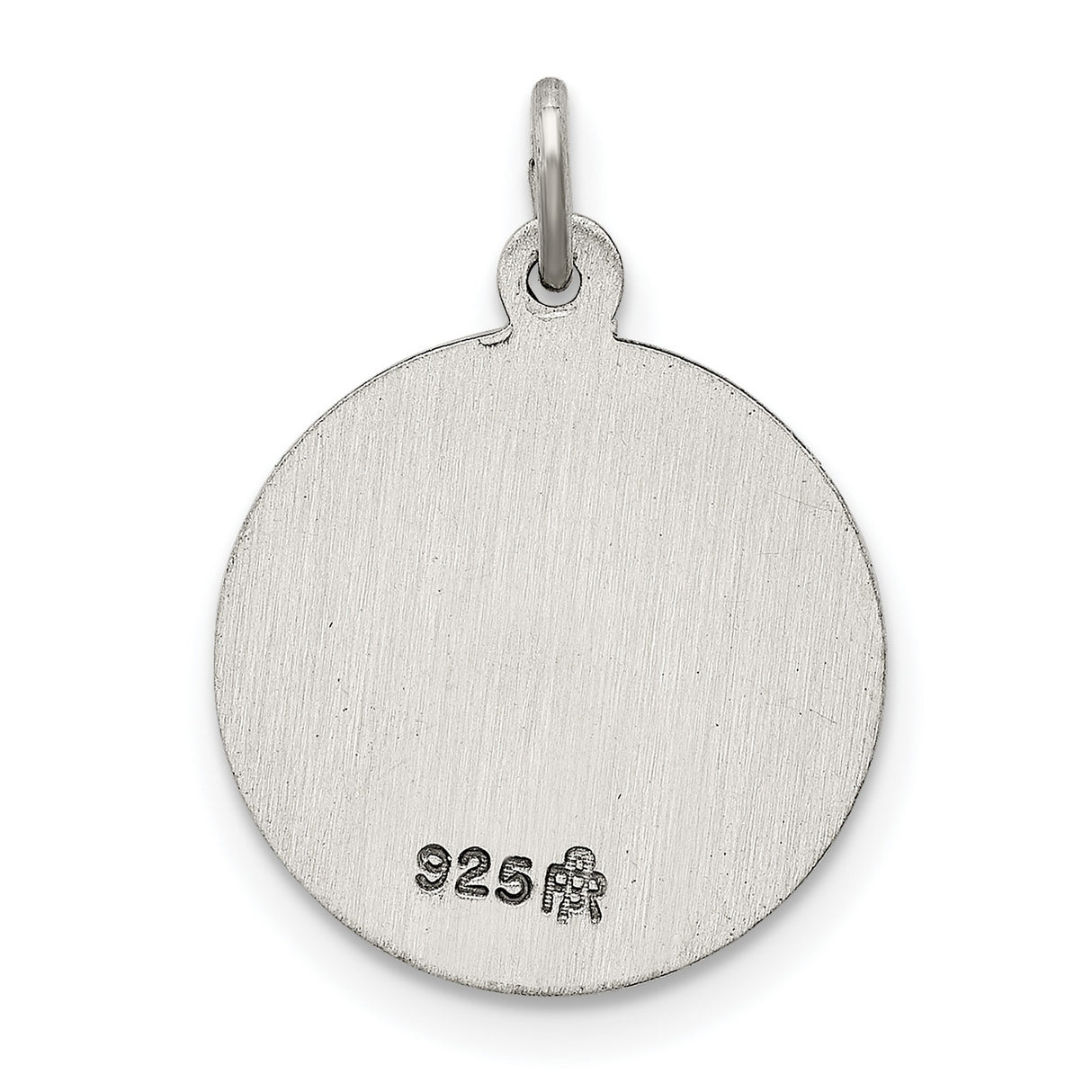 Round Saint Joseph Pray For Us Words Charm Pendant in Real 925 Sterling Silver