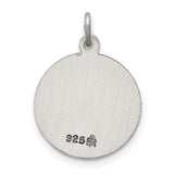 Round Saint Joseph Pray For Us Words Charm Pendant in Real 925 Sterling Silver