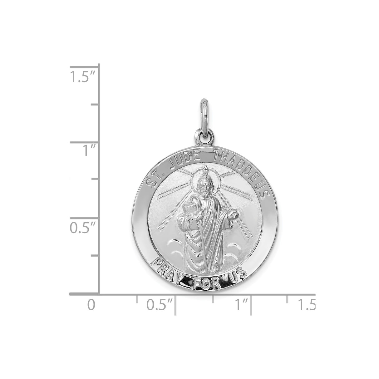 Sterling Silver St. Jude Thaddeus Medal Pendant, Religious Christian Jewelry for Men or Women